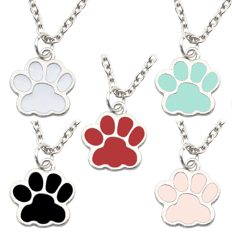Mens Dog Tag Necklace - 여성용 개 발 고양이 발자국 목걸이,