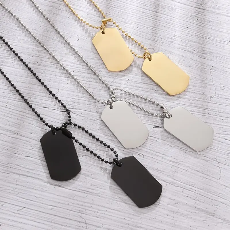 Mens Dog Tag Necklace - 간단한 스테인레스 스틸 더블 개 태그