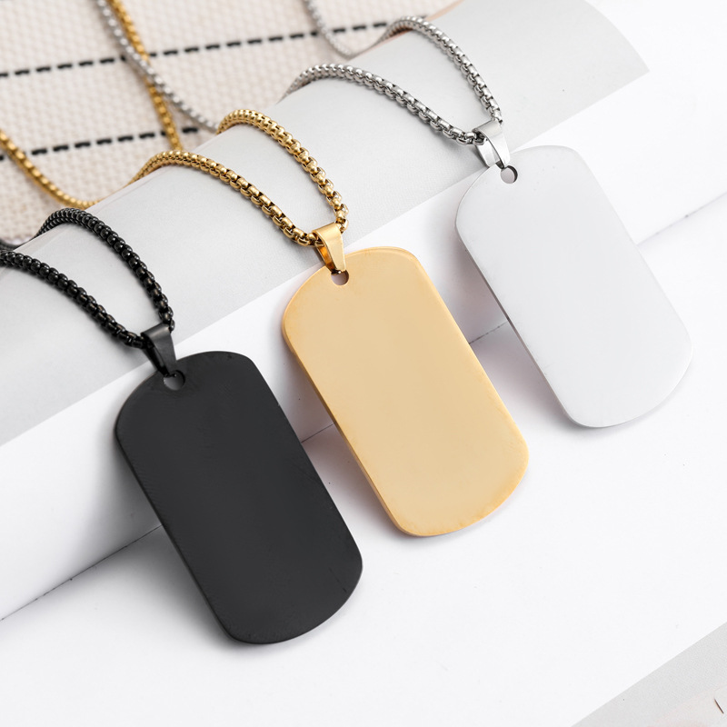 Mens Dog Tag Necklace - HNSP 무광 스테인리스 스틸 씰 펜던트