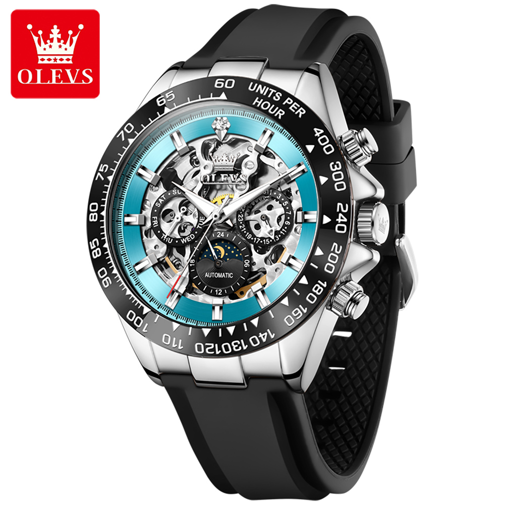 Automatic Watch Winder - OLEVS 스켈레톤 기계식 남성 시계 고품질