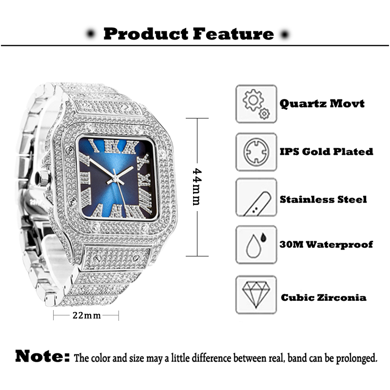 MISSFOX 남성용 바게트 다이아몬드 시계, 탑 브랜 - Jewelry Watches Brands 리뷰 및 가격