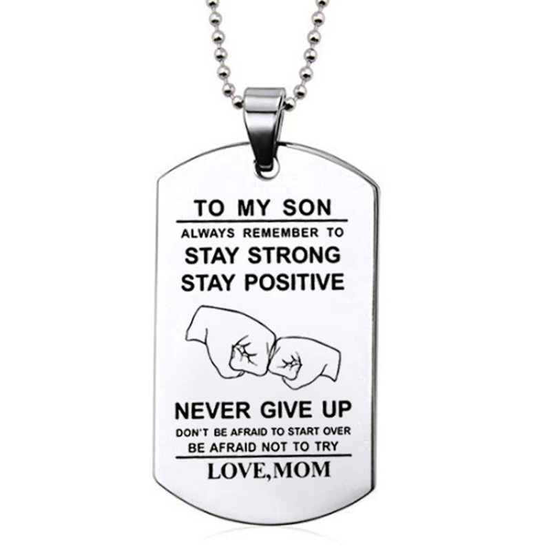내 아들에게 영감을 주는 목걸이 블랙 실버 컬러 스테인 - Mens Dog Tag Necklace 리뷰 및 가격