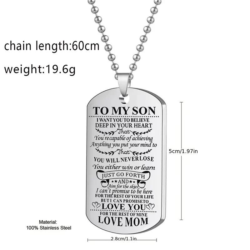 내 아들에게 영감을 주는 목걸이 블랙 실버 컬러 스테인 - Mens Dog Tag Necklace 리뷰 및 가격