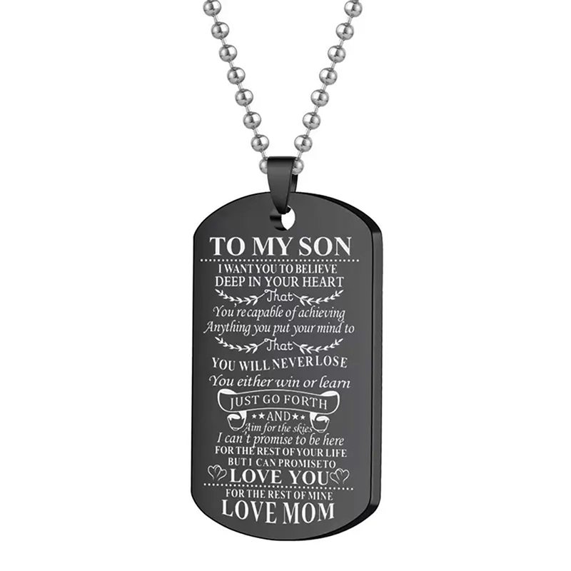 내 아들에게 영감을 주는 목걸이 블랙 실버 컬러 스테인 - Mens Dog Tag Necklace 리뷰 및 가격