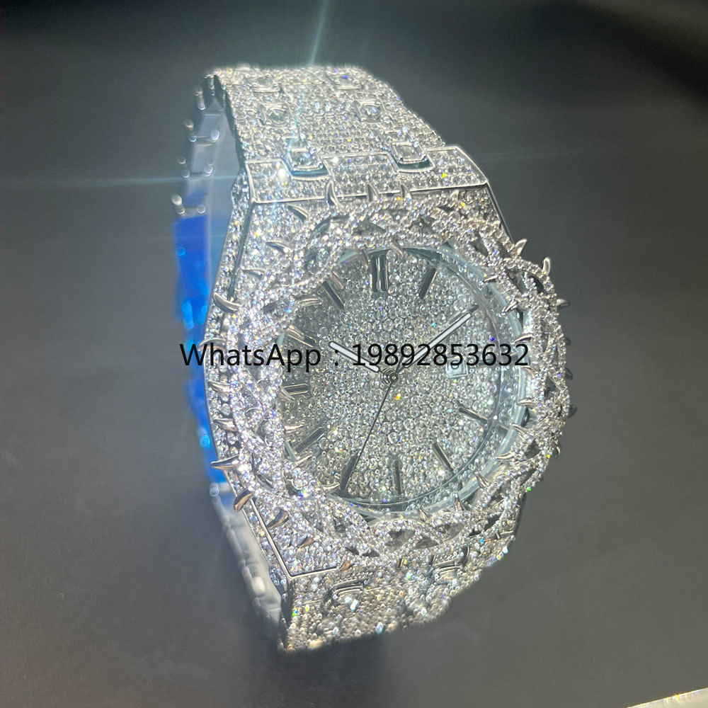 미스폭스 핫 패션 풀 다이아몬드 시계 남성 브랜드 힙합 - Jewelry Watches Brands 리뷰 및 가격