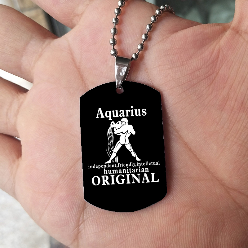 남녀공용 12 조디악 표지판 목걸이, 블랙 별자리, 개 - Mens Dog Tag Necklace 리뷰 및 가격