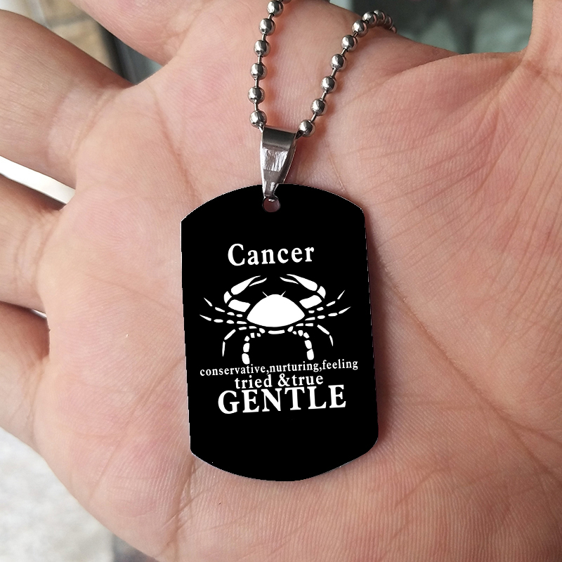 남녀공용 12 조디악 표지판 목걸이, 블랙 별자리, 개 - Mens Dog Tag Necklace 리뷰 및 가격