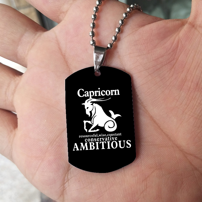 남녀공용 12 조디악 표지판 목걸이, 블랙 별자리, 개 - Mens Dog Tag Necklace 리뷰 및 가격