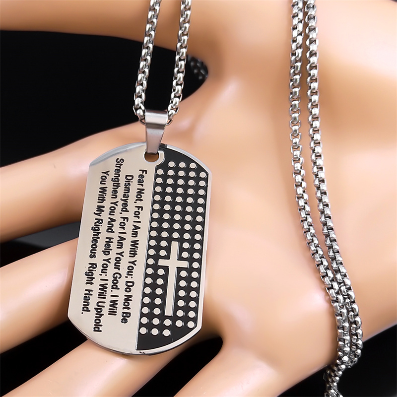 두려워하지 마세요, 나는 당신과 함께 있습니다. 여성  - Mens Dog Tag Necklace 리뷰 및 가격