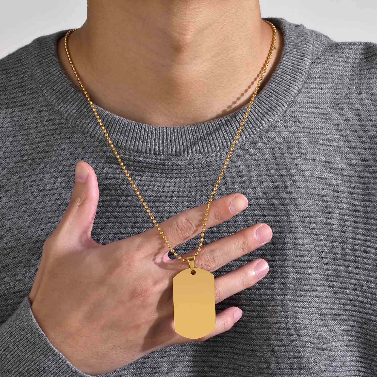Mprainbow 맞춤형 각인 남성용 목걸이, 골드 컬 - Mens Dog Tag Necklace 리뷰 및 가격