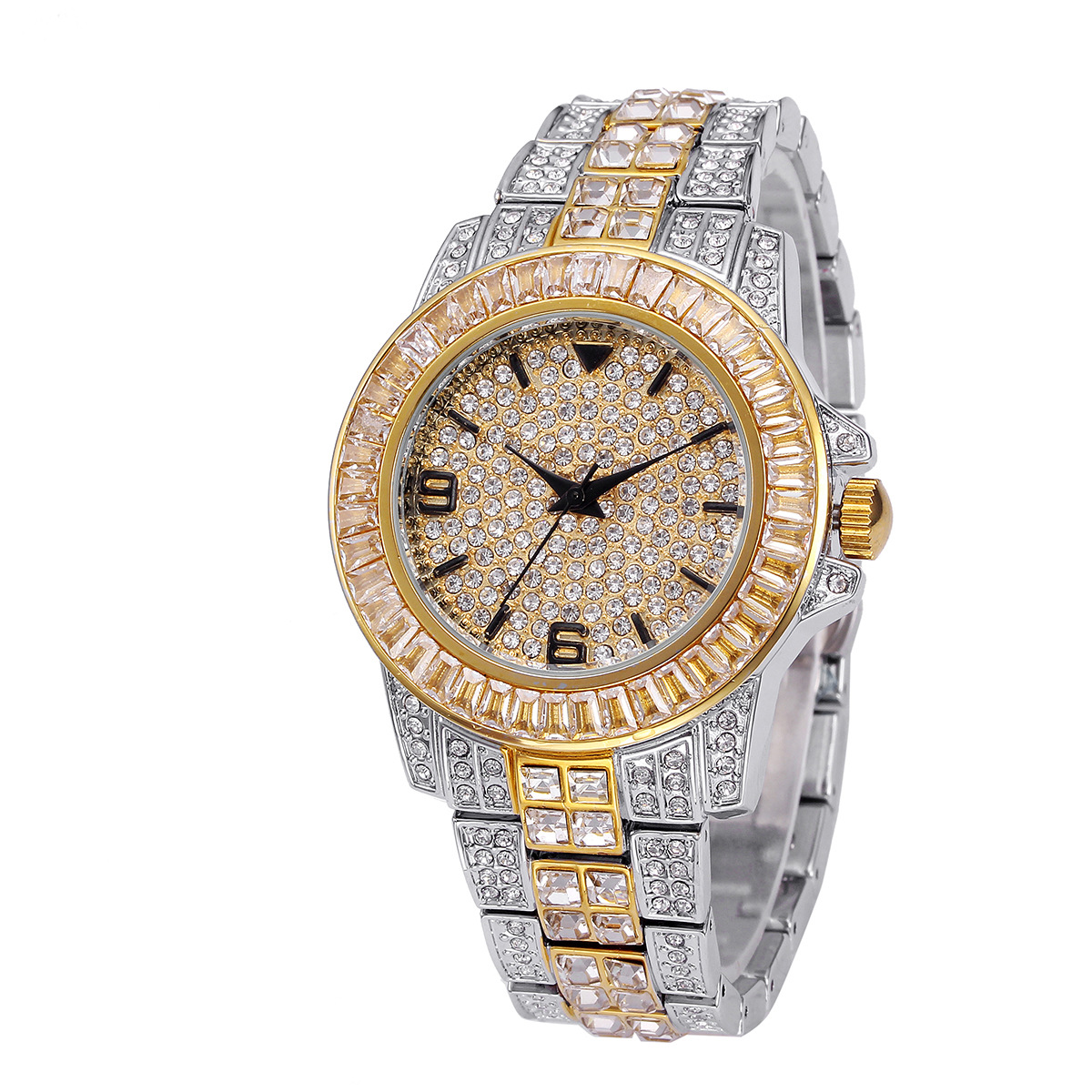 럭셔리 풀 스톤 쿼츠 시계 남녀 힙합 골드 패션 손목시 - Jewelry Watches Luxury 리뷰 및 가격