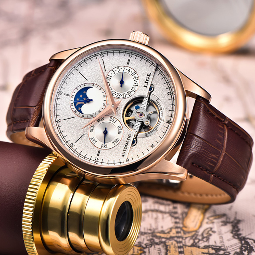 LIGE 브랜드 클래식 남성용 레트로 시계 자동 기계식 - Seiko Watch Presage 리뷰 및 가격