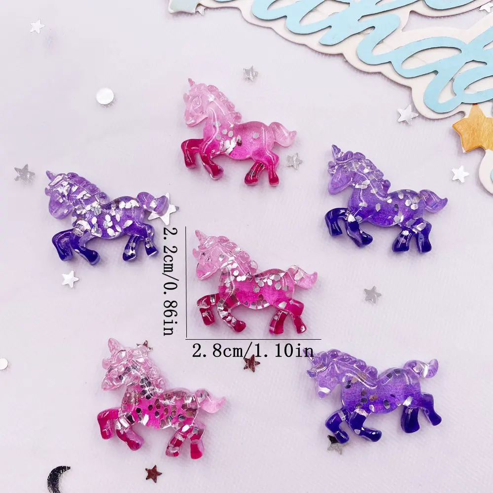 6PCS 다채로운 수지 반짝이 3D 유니콘 말 플랫 백 - Paradise Jewelry & Watches Llc Miami Photos 리뷰 및 가격