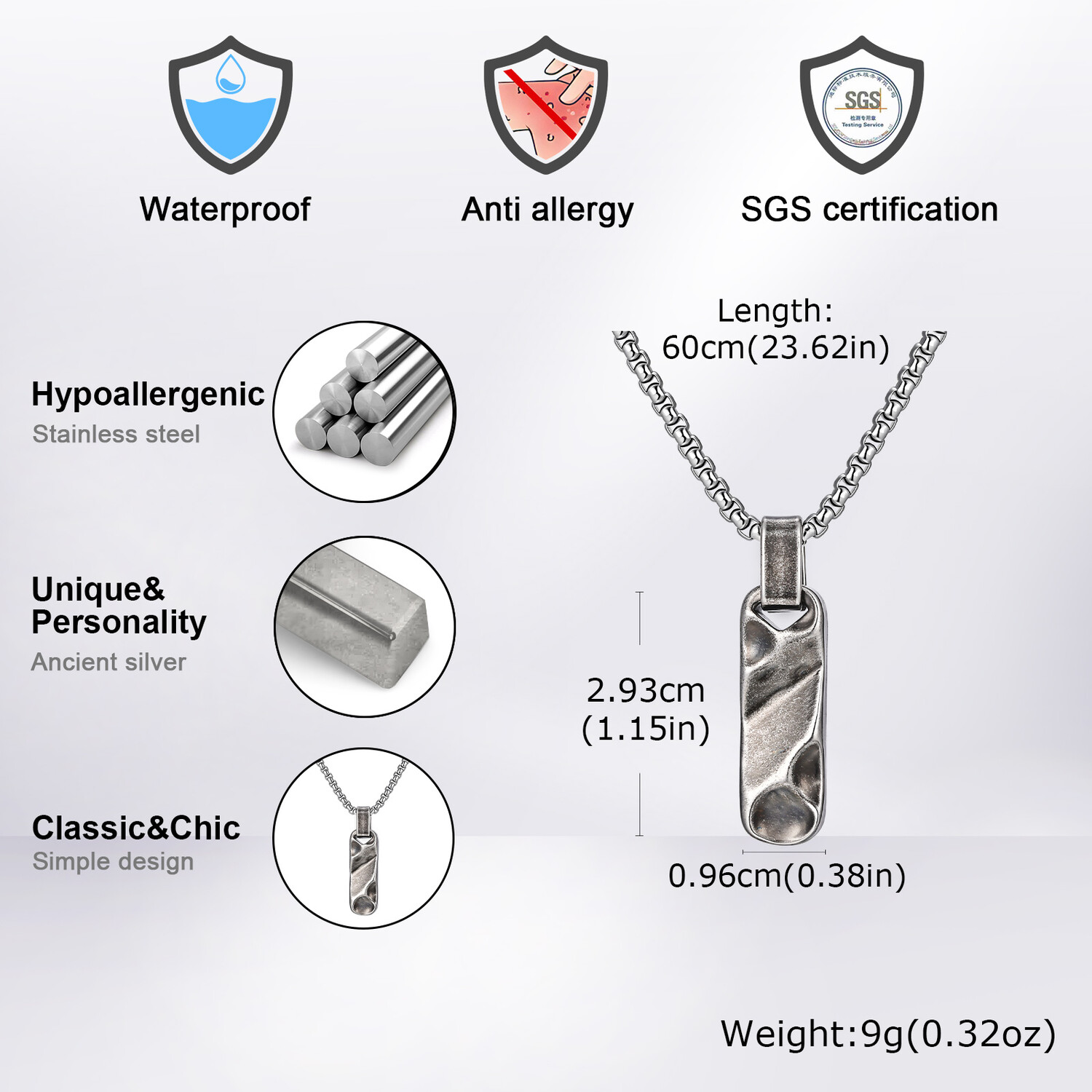 남성 및 소년용 작은 군번목걸이 펜던트, 빈티지 스테인 - Mens Dog Tag Necklace 리뷰 및 가격