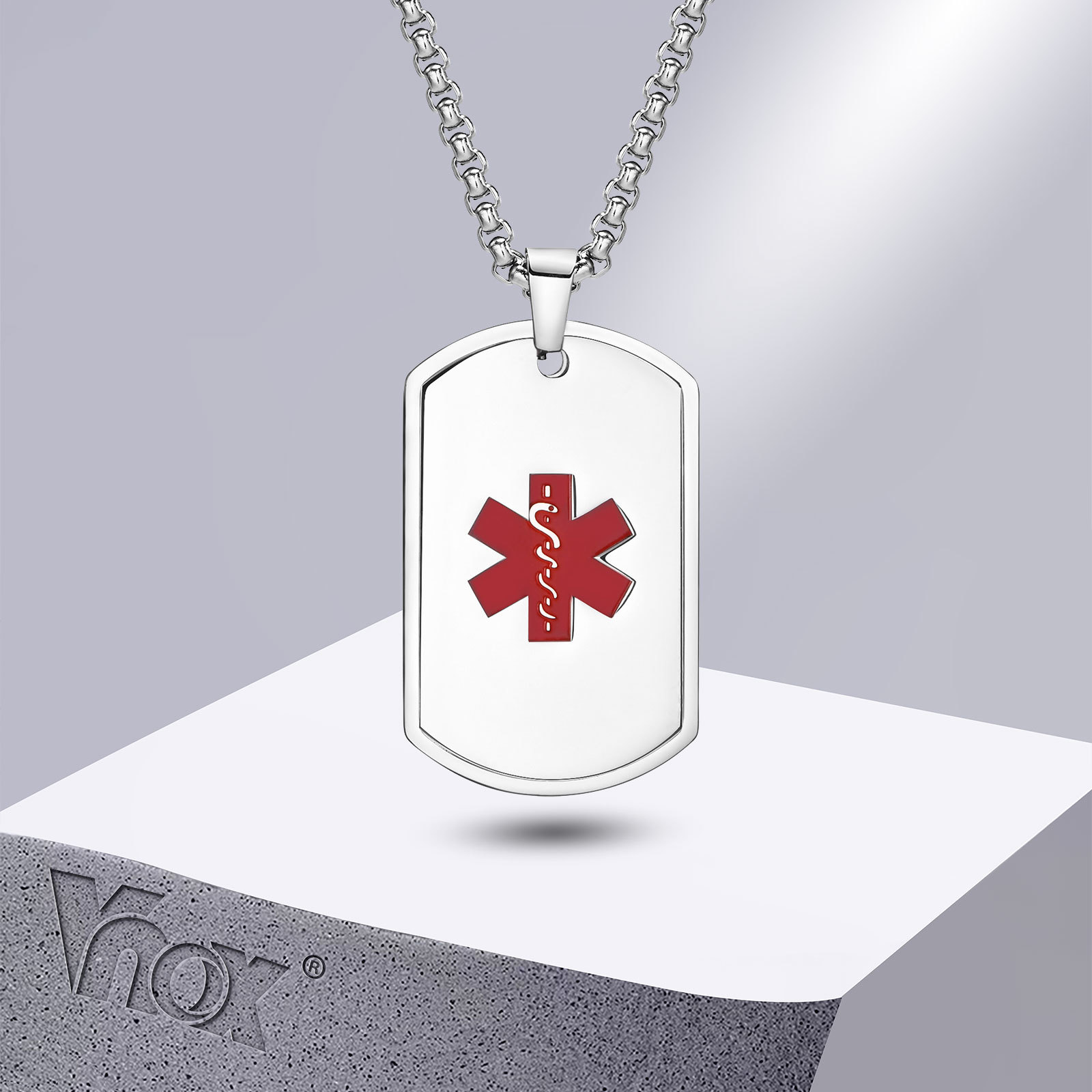Vnox 남녀공용 의료 경고 ID 목걸이, 알레르기 방 - Mens Dog Tag Necklace 리뷰 및 가격