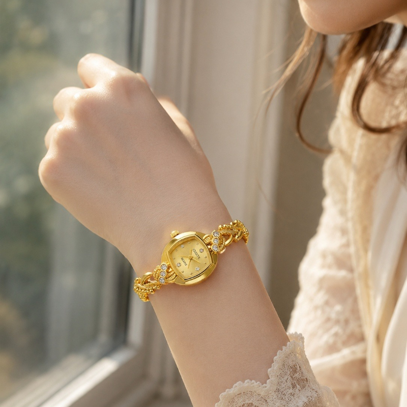 패션 여성 쥬얼리 시계 럭셔리 골드 라인스톤 다이얼 트 - Jewelry Watches Brands 리뷰 및 가격