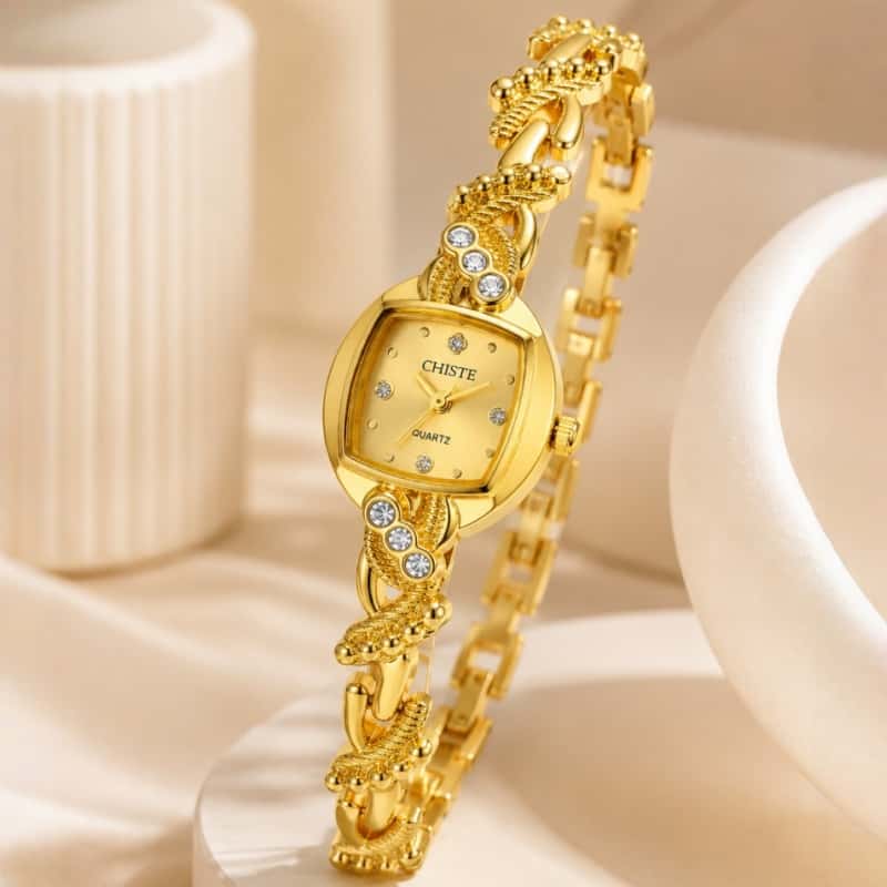 패션 여성 쥬얼리 시계 럭셔리 골드 라인스톤 다이얼 트 - Jewelry Watches Brands 리뷰 및 가격