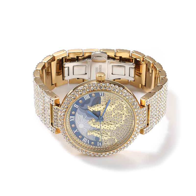 남성용 시계 태양과 표범 무늬 쿼츠 손목시계 남성 힙합 - Jewelry Watches Brands 리뷰 및 가격