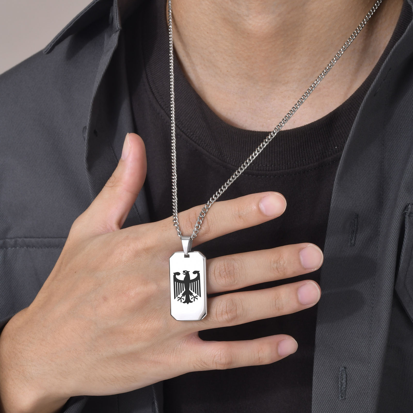 남성용 독일 독수리 사각 목걸이, 스테인레스 스틸 빅/ - Mens Dog Tag Necklace 리뷰 및 가격