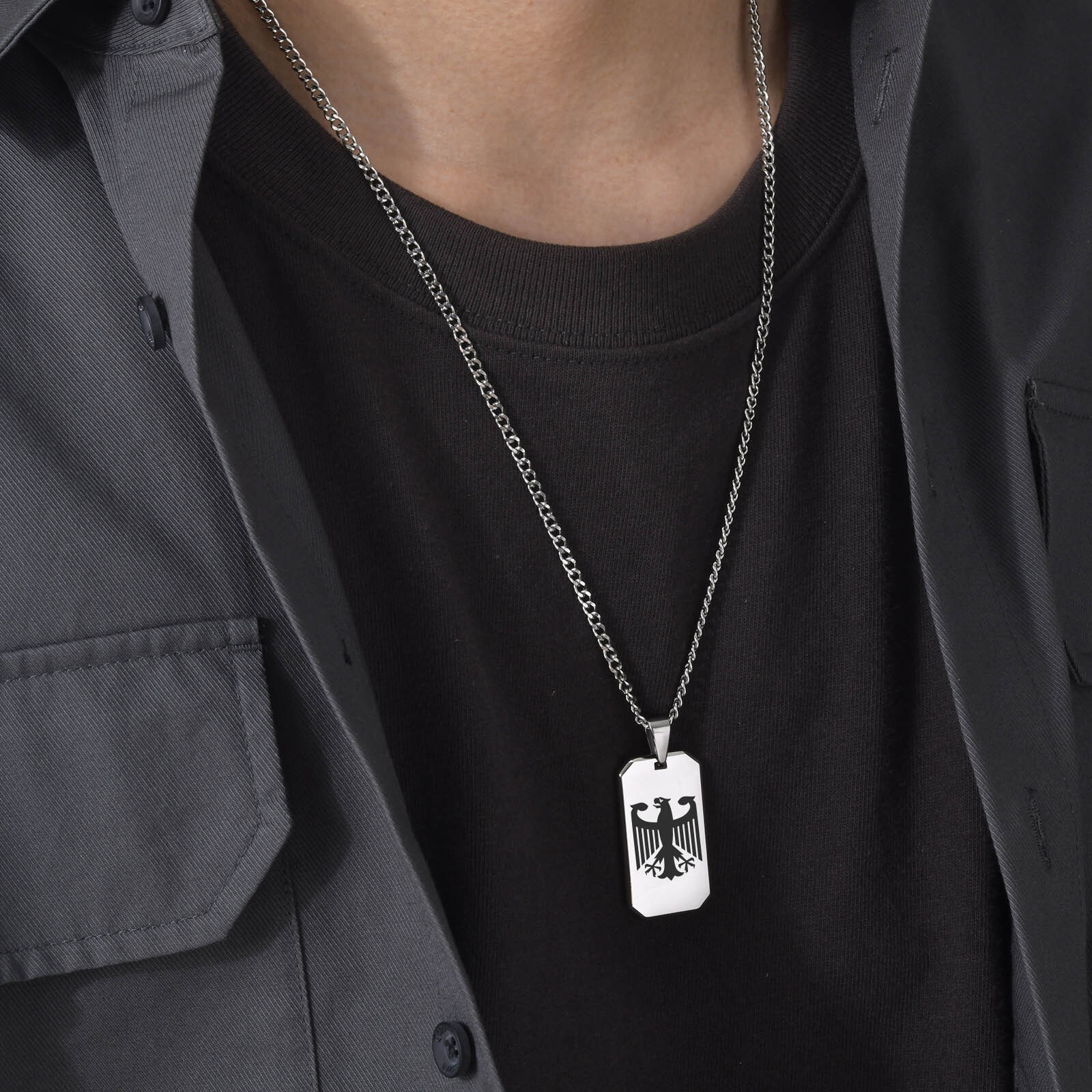 남성용 독일 독수리 사각 목걸이, 스테인레스 스틸 빅/ - Mens Dog Tag Necklace 리뷰 및 가격