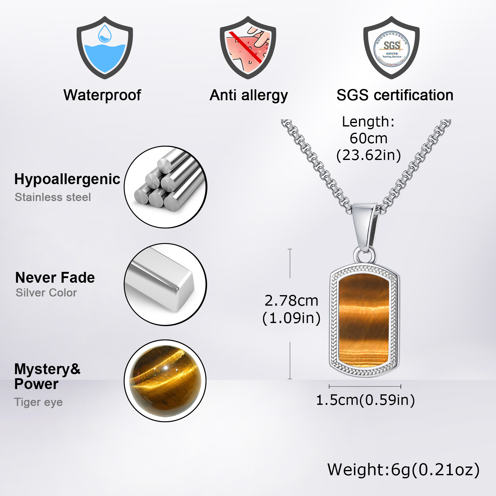 남성용 빈티지 직사각형 저자극성 박스 체인 도그 태그  - Mens Dog Tag Necklace 리뷰 및 가격